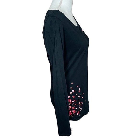Target Black Long Sleeve Heart Print Shirt with Red and Pink Hearts. Size Medium - Picture 8 of 10